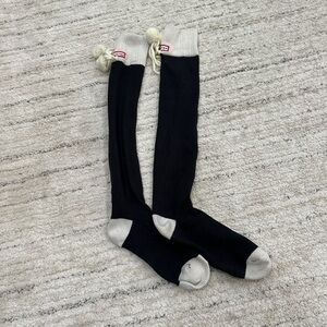 Hunter Boot Over the Knee Pom Pom Socks Black/Ivory